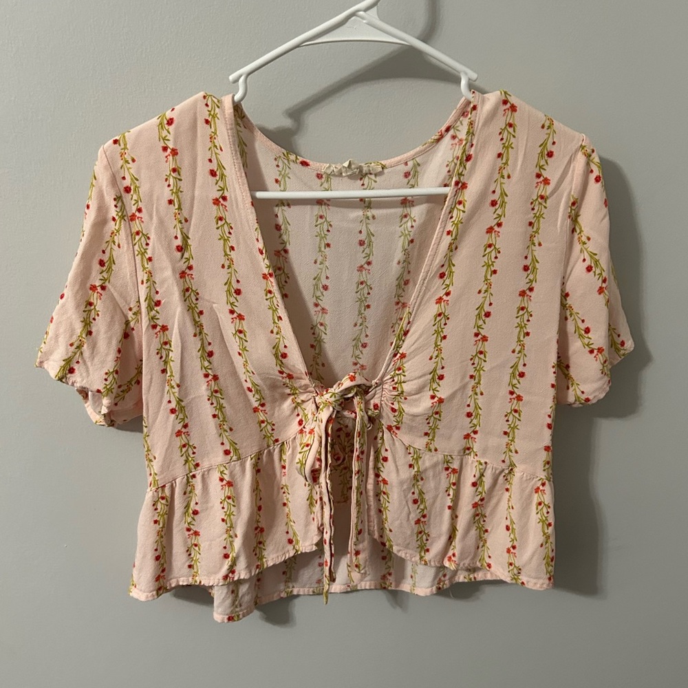 Pacsun floral tie front top